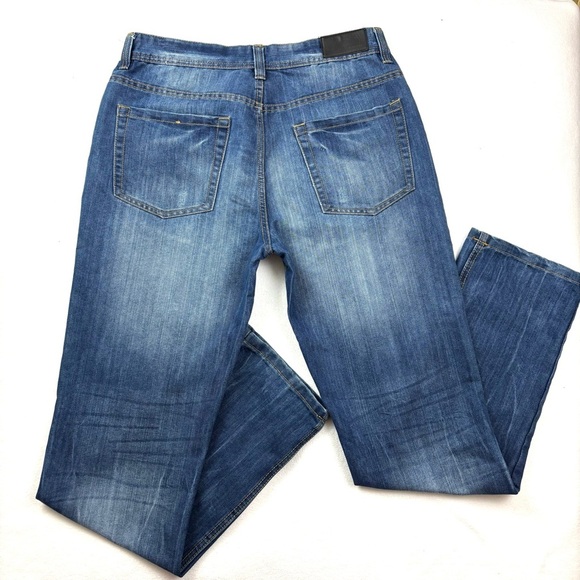 Truth Substance Med Blue Faded Whiskered Mens Straight Leg Jeans Size 32/32 - Picture 1 of 15